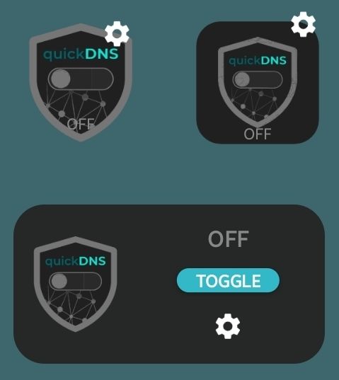 Home screen with quickDNS widget in the OFF state