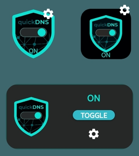 Home screen with quickDNS widget in the ON state